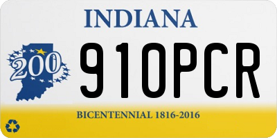 IN license plate 910PCR