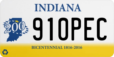 IN license plate 910PEC