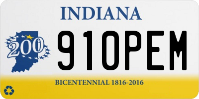 IN license plate 910PEM