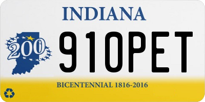 IN license plate 910PET