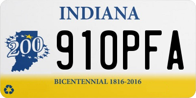 IN license plate 910PFA