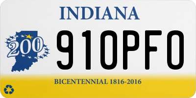 IN license plate 910PFO