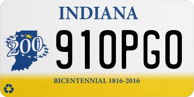 IN license plate 910PGO