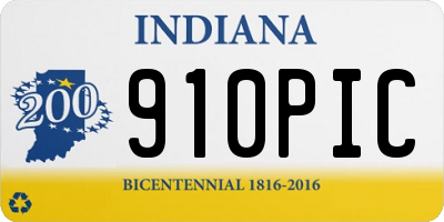 IN license plate 910PIC
