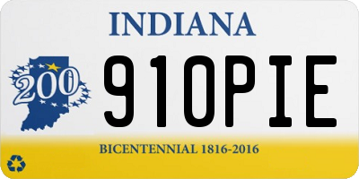 IN license plate 910PIE