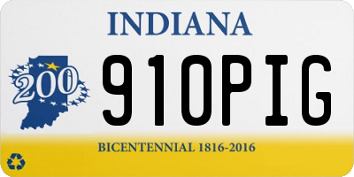 IN license plate 910PIG