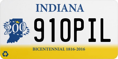 IN license plate 910PIL
