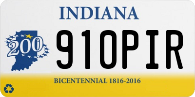 IN license plate 910PIR