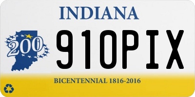 IN license plate 910PIX