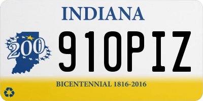 IN license plate 910PIZ