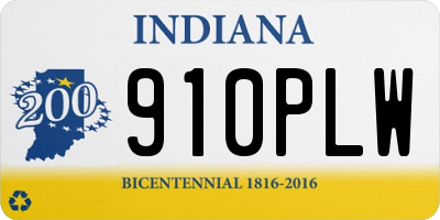 IN license plate 910PLW