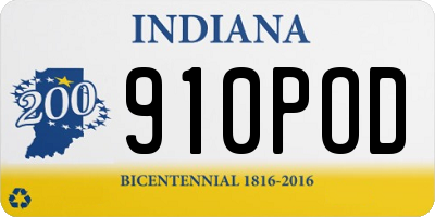 IN license plate 910POD