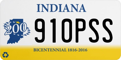 IN license plate 910PSS