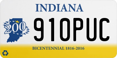 IN license plate 910PUC