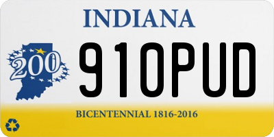 IN license plate 910PUD