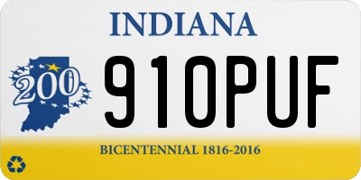 IN license plate 910PUF
