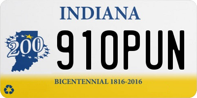 IN license plate 910PUN