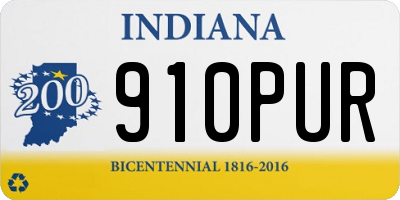 IN license plate 910PUR