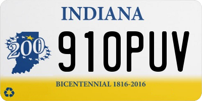 IN license plate 910PUV