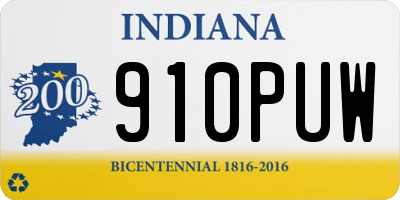 IN license plate 910PUW