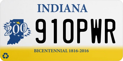 IN license plate 910PWR