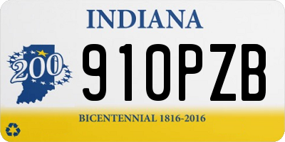 IN license plate 910PZB