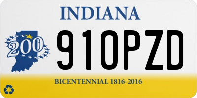 IN license plate 910PZD