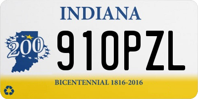 IN license plate 910PZL