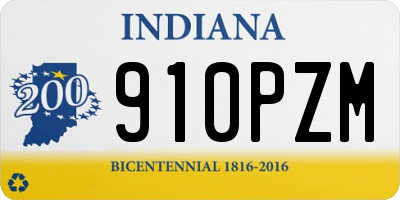 IN license plate 910PZM
