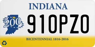 IN license plate 910PZO