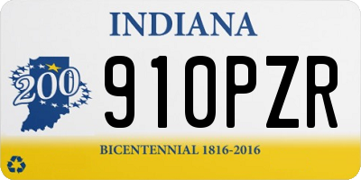IN license plate 910PZR