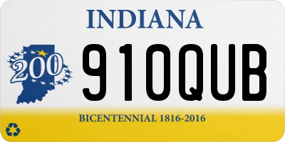 IN license plate 910QUB