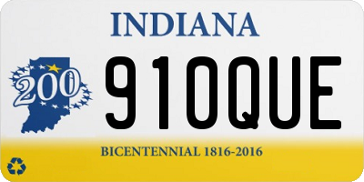 IN license plate 910QUE
