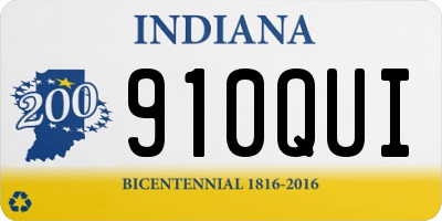 IN license plate 910QUI
