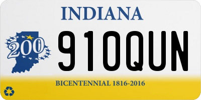 IN license plate 910QUN