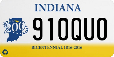 IN license plate 910QUO