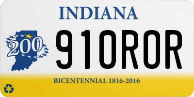 IN license plate 910ROR