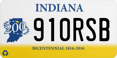 IN license plate 910RSB