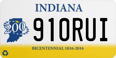 IN license plate 910RUI
