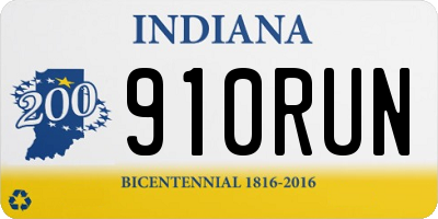 IN license plate 910RUN
