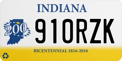 IN license plate 910RZK