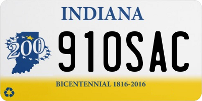 IN license plate 910SAC