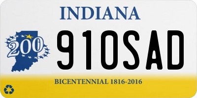IN license plate 910SAD