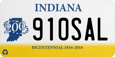IN license plate 910SAL