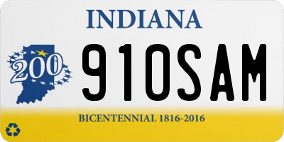 IN license plate 910SAM