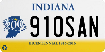 IN license plate 910SAN