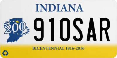 IN license plate 910SAR