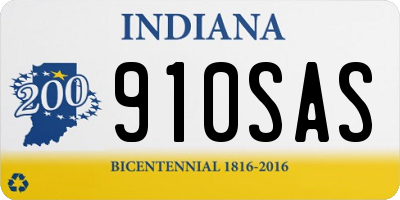IN license plate 910SAS