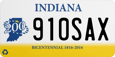 IN license plate 910SAX