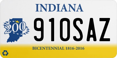 IN license plate 910SAZ